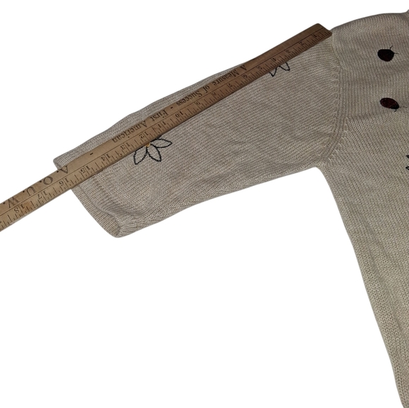 EUC Christopher and Banks Sz. M Oatmeal Color Butterflies and Flowers Sweater - Picture 8 of 9